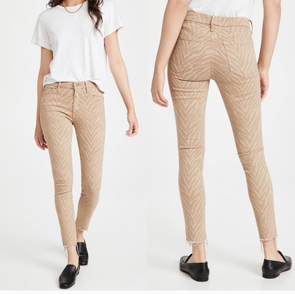 MOTHER The Looker Ankle Fray Jean in Sweet Stripes Print Size 29 - Picture 1 of 16
